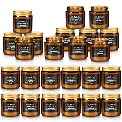 YOROXRG 24 Pcs Scented Candles with Added Natural Essential Oils, 3.05oz, Suitable for Various Festivals, Parties, Yoga, and Home Scene - color: 24P Brown