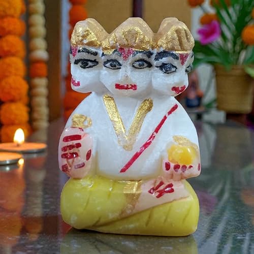 Marble Lord Kartikeya Idol 2 Inch 50 Gram | Handcrafted White Marble Murugan Statue with Hand-Painted Details for Puja, Home Temple, Meditation & Spiritual Décor | Religious Gift for Devotees