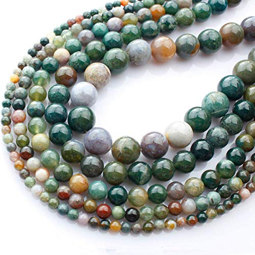 Natural Stone Beads 100pcs 6mm India Agate Round Genuine Real Stone Beading Loose Gemstone Hole Size 1mm DIY Smooth Beads for Bracelet Necklace Earrings Jewelry Making (India Agate, 6mm) - color: India Agate Green, size: 6mm