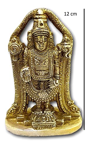 athizay Balaji Idol Brass Statue Antique Shiny Golden Tirupati Balaji Lord Venkateswara Incarnation of Lord Vishnu Sculpture 12 cm - style: Lord Balaji gold 12 cm