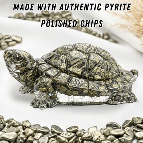 Amazing Gemstone Natural Pyrite Tortoise Turtle Figurine - color: Pyrite, size: Regular