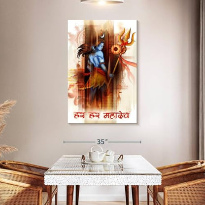 ElephantStock - Lord Shiva Abstract Wall Art - Vertical Canvas Wall Art - Living Room Wall Decor - Digital Art Religion And Spirituality Canvas Art - Brown And Orange Decor - 32" x 48" - size: 48L" x 32W"