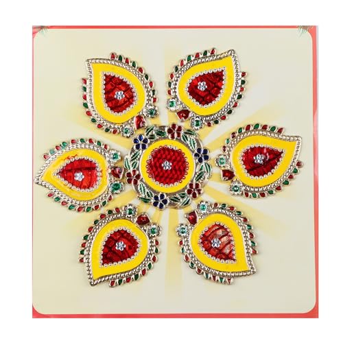 10 Inches Meena Rangoli Diwali Acrylic Rangoli Stencils Handmade Rangoli Sticker Home Decor Floor Decorative Stones (Design 15) - color: Design 15