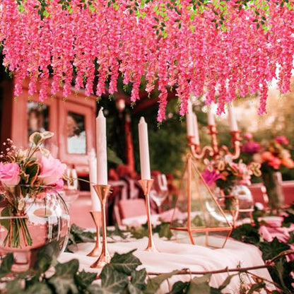 Wisteria Hanging Flowers, 12 Pcs Artificial Wisteria Garland Flower Vines - color: Pink, size: 12 Pack