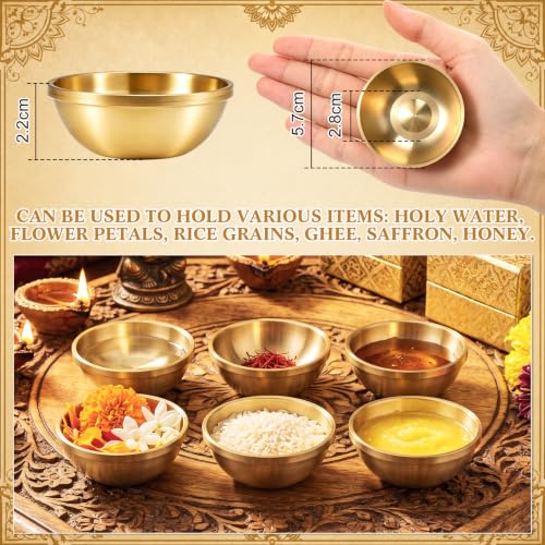 Set of 6 2.4 Inch Pure Brass Bowls for Pooja Indian Return Gift