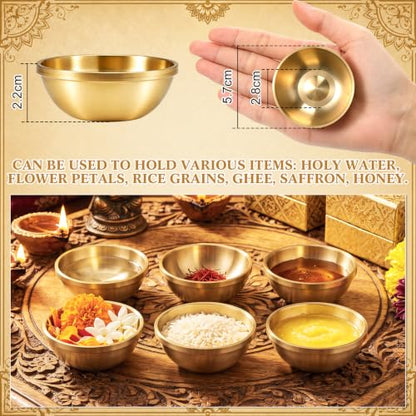 Set of 6 2.4 Inch Pure Brass Bowls for Pooja Indian Return Gift