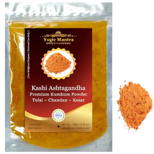 Kashi Ashtagandha Powder | 100g | Scented Chandan Tulsi Kesar Sindoor Tikka