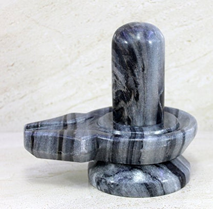 KLEO Black Marble Stone Shiva Lingam Shiv Ling Idol Murti Statue (5.25 Grey)