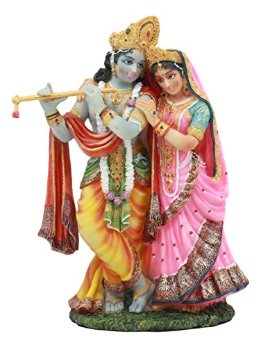 Ebros Gift Eastern Enlightenment Hindu Vedic Radha and Krishna Statue 8" Tall Avatar of Vishnu and Shakti Gods Divine Love in Male and Female Aspects