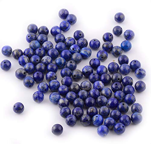 Natural Stone Beads 100pcs 8mm Lapis Lazuli Round Genuine Real Stone Beading Loose Gemstone Hole Size 1mm DIY Charm Smooth Beads for Bracelet Necklace Earrings Jewelry Making (Lapis Lazuli Blue, 8mm) - color: Lapis Lazuli Blue, size: 8mm
