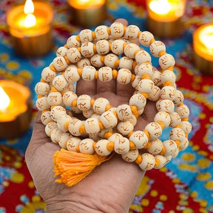 Tulsi (Holy Basil) Hand-Knotted Hare Rama Krishna Mala – Energized 108+1 Beads Necklace for Meditation, Prayer, Yoga & Spiritual Awakening – Karma & Nirvana Japa Mala for Men & Women