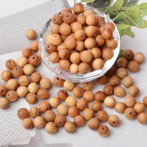 8mm Massive Beads Natural Wooden Round Loose Beads Jewelry Making with Thread 200 PCS(Thuja Wood, 8mm) - color: Thuja Wood, size: 8mm