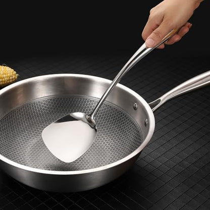 304 Stainless Steel Kitchen Utensil Set - 9 PCS Serving Utensils, Cooking Utensil, Solid Spoon, Slotted Spoon, Fork, Spatula, Ladle, Skimmer Spoon, Slotted Spatula Tunner, Spaghetti Spoon, Large Spoon - color: Sliver