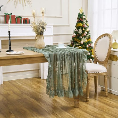 Green Lace Tablecloth, Floral Square Table Cloth 55"x55" - color: Green, size: 55" x 55" (Square)