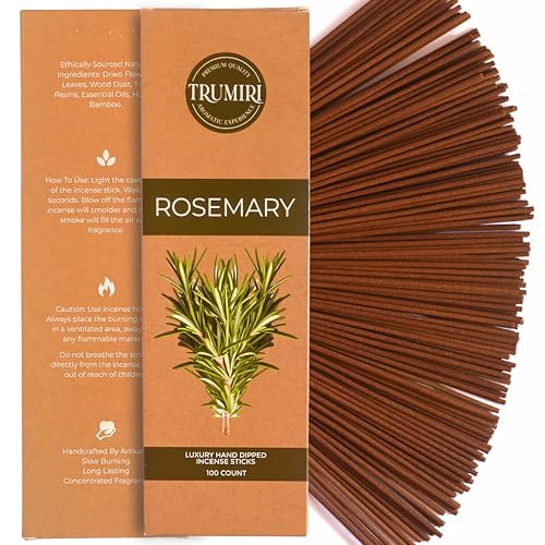 Rosemary Incense Sticks - Pack of 100 Inscents-Sticks Inciensos Aromaticos - Made with Natural Essential Oil - Scented Insence Non Toxic Agarbatti Incents - color: Rosemary