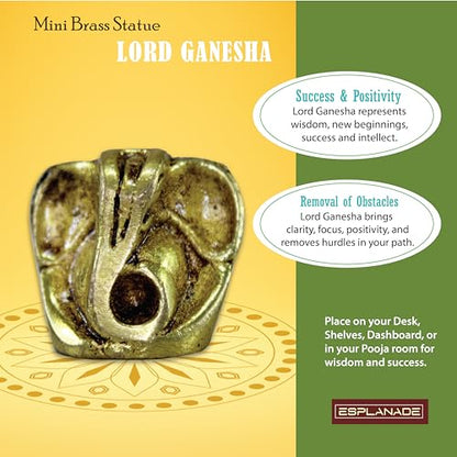 eSplanade Brass Ganesha Idol - 1.2 inches (Small Size) | Home Decor | Ganesh Ganesha | Bal Ganesh | Ganpati Ganapati Murti Statue (Modern) - style: Modern