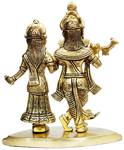 Purpledip Brass Statue Radha Krishna in Raas Leela, Pure Divine Dance of Love (12100)