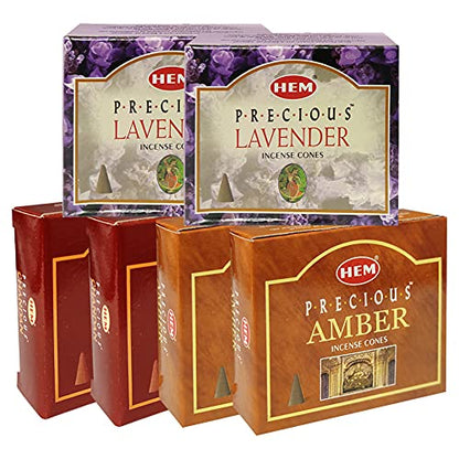 Lavender Amber Chandan Incense Cones & Holder Bundle Variety Pack from Hem Trumiri Insense Insence - color: Lavender & Amber & Chandan