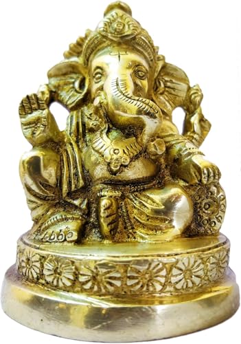 Brass Statue Ganesh Ji Ganpati Bappa Murti Gift Lord Ganesha Idols for Puja at Home Mandir Temple
