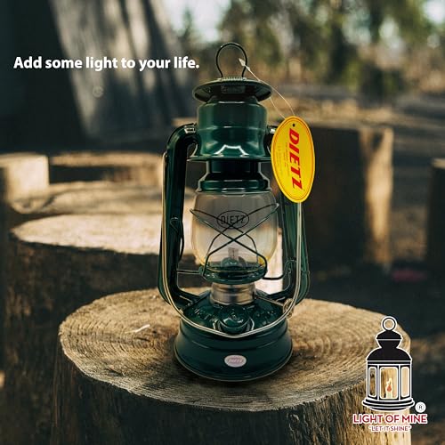Light of Mine - Dietz #76 Original Green Oil Lantern Bundle Including 6-Pack of 100% Cotton 1/2" Replacement Wick Strips (#76, GRN) - style: #76 Green