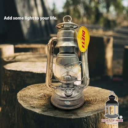 Light of Mine - Dietz #76 Original Galvanized Oil Lantern Bundle Including 6-Pack of 100% Cotton 1/2" Replacement Wick Strips (#76, ZINC) - style: #76 Galvanized/Zinc