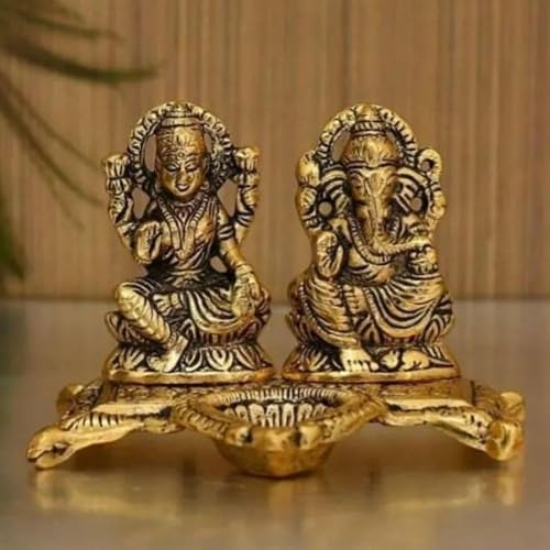 exciting Lives Lakshmi Ganesha Metal Statue Set - Lakshmi Ganesh Murti for Mandir Home, Diwali Gift Idol Murti Set for Hindu Pooja, Gift for Diwali, Festive Gifts, Home Decor