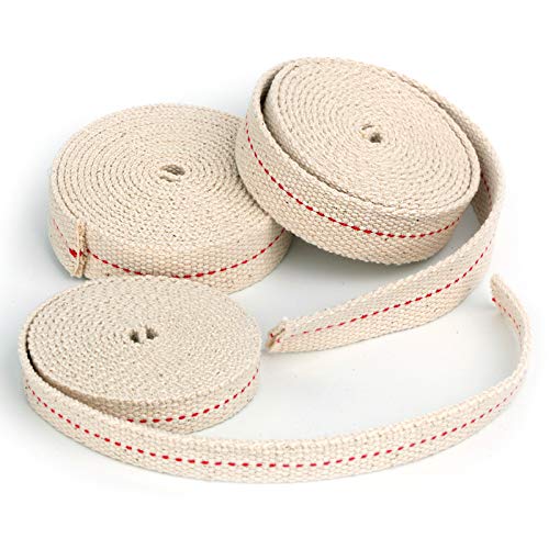 19.5 Foot /3 Rolls Oil Lamp Wick, 1/2 Inch Oil Lantern Wick, 3/4 Inch Flat Cotton Wick, 7/8 Inch Oil Lamp Wicks Burner with Stitch, 6.5 Feet per Roll - size: 1/2 Inch, 3/4 Inch, 7/8 Inch