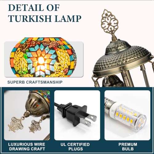 Marrakech 31" Turkish Mosaic Lamp Handmade 5 Globes Moroccan Table Lamp - color: 5 Globes - Colorful