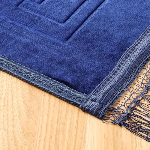 FUMMI Soft Padded Muslim Prayer Rug with Tasbih Beads, Thick Non-Slip Islamic Prayer Mat, Luxurious Janamaz for Men & Women (Blue) - color: Blue(with Counter)