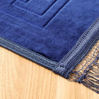 FUMMI Soft Padded Muslim Prayer Rug with Tasbih Beads, Thick Non-Slip Islamic Prayer Mat, Luxurious Janamaz for Men & Women (Blue) - color: Blue(with Counter)