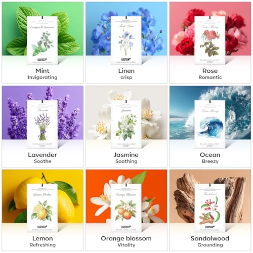 MYARO 12 Pack Jasmine Scented Sachets, Closet Deodorizer Car Air Freshener - color: Jasmine, size: 12 Packs