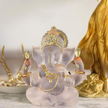 Ganesha Statue, Hindu God Ganesha Statue, Hindu Buddha Statue Ornament (White)