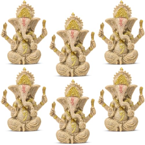Soulchen 6 Pcs Indian Return Gifts for Pooja Ganesh Statue Small Elephants Statues Bulk Ganesha Diwali Decor Symbol of Lucky Wealth Prosperity for Diwali Pooja Wedding Favor (Vintage Style) - style: Vintage Style
