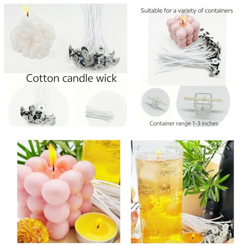 100Pcs Candle Wicks 5 Inch,100pcs Candle Wick Stickers,Candle Wick Centering Device,20 Pcs Metal Sustainer Tabs,5pcs Candle Wick Holder Materiales para Hacer Velas - size: 5 inches