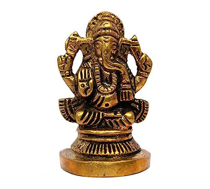 eSplanade Brass Ganesha Idol for Car Dashboard God Idol - 1.2" Inches Ganesha Murti for Desk Decor, Ganapati Statue, Ganapathi Sculpture | Antique Decor Item | Home Decor Gift Showpieces - style: Ganesha
