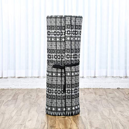 Leewadee Wide Thai Roll Mat 75 x 39 inches Kapok Firm - color: Cbt4 - Black, size: L: 75x39"