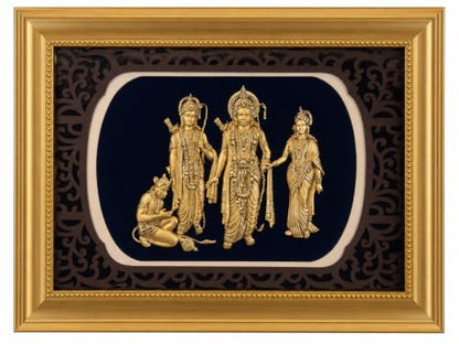 Ram Darbar 3D Relief Wall Frame, Gold Finish, Velvet Background