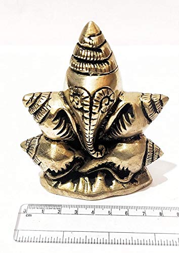 athizay Brass Ganesha Idols Antique Finish Shankha Shape Carved Out for Prayer Room Living Room. Gifting Brass Statues for Home and Office (Shankh Ganesha Antique 10.5 cm).