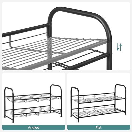 SONGMICS 2-Tier Stackable Metal Shoe Rack, Holds Up to 8 Pairs of Shoes - color: Black, size: 2 Tiers (27"W)