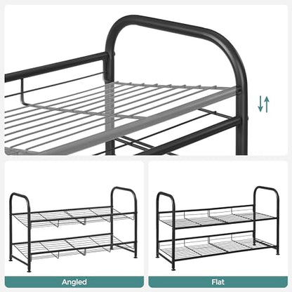 SONGMICS 2-Tier Stackable Metal Shoe Rack, Holds Up to 8 Pairs of Shoes - color: Black, size: 2 Tiers (27"W)