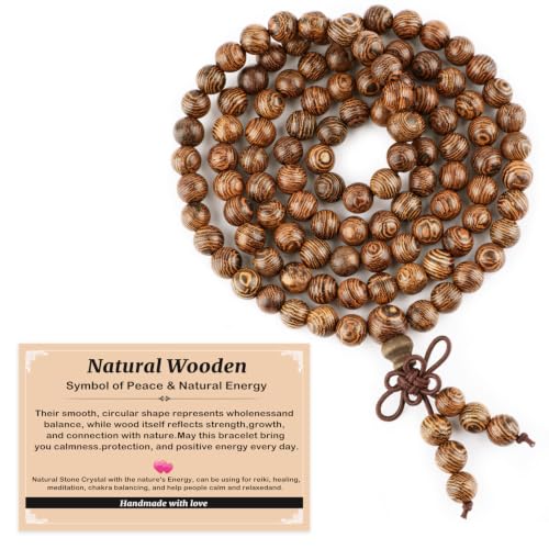 AD Beads 6mm 8mm 108 Prayer Mala Jasper Elastic Bracelet - Handmade Yoga Meditation Healing Power Energy Gifts for Unisex Adult. - color: Wenge Wood Jasper(Creativity)