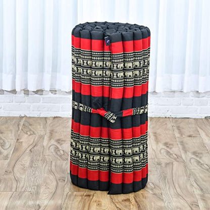 Leewadee Thai Roll Mat 75 x 28 inches Kapok Firm - color: Sf13 - Red, Black, size: M: 75x28"