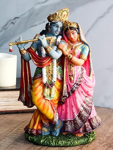 Ebros Gift Eastern Enlightenment Hindu Vedic Radha and Krishna Statue 8" Tall Avatar of Vishnu and Shakti Gods Divine Love in Male and Female Aspects