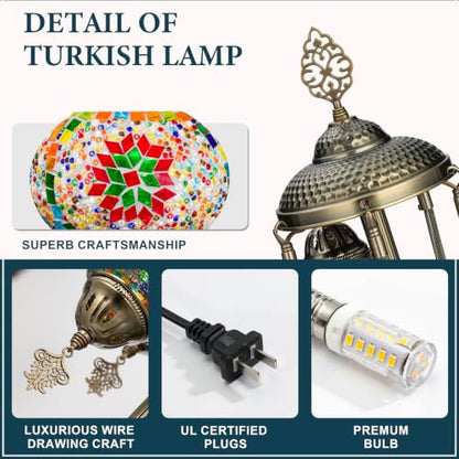 Marrakech 31" Turkish Mosaic Lamp Handmade 5 Globes Moroccan Table Lamp - color: 5 Globes - Mixed Color