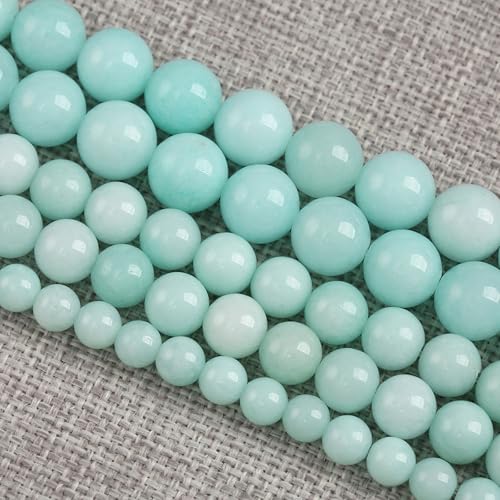 120PCS 6MM Natural Stone Amazonite Chalcedony Loose Beads for Jewelry Making DIY Bracelet Necklace 2 Strands - color: Amazonite Chalcedony, size: 6mm (2 strands)