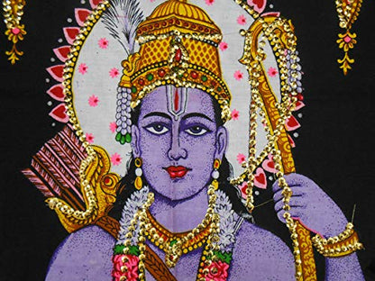 Ram Darbar religious batik Cotton Wall Hanging Painting : Size 43"x30" Inches - color: Ram Darbar