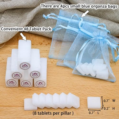 Alikiki Natural Camphor Tablets (85Gram, 48 Tablets) - 100% Pure Camphor Blocks Cubes for Puja - Alcanfor en Bloques, Kapoor for Pooja, Hindu Puja Item - size: 85 grams - 48 tablets