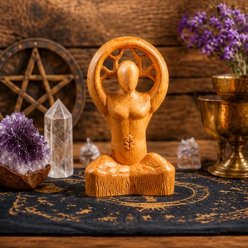 Horned God & Spiral Goddess Statue - Triple Goddess Figurine, Hecate, Cernunnos, Pan, Gaelic, Wicca Pagan Witchcraft Altar Decor, Unique Home Art (Horned God)