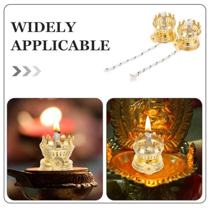 UKCOCO 2Pcs Oil Lamp Wick Replacement, Kerosene Lamp Accessories Brass Plated Burner with Reduction Collar Cotton Lamp Wick Base Chimney Decor