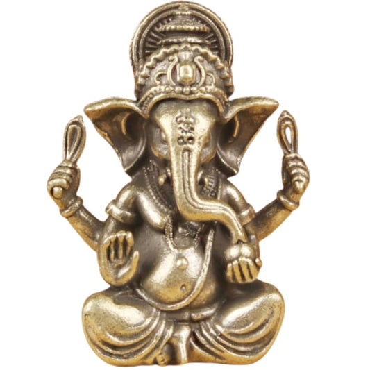 Mini Ganesha Statue Brass Antique Finish, Hindu God Lord Ganesha Idol Figurine for Diwali Decoration, Diwali Gift, Home Altar Puja Meditation Table Decor, 1.85 Inch - color: Ganesha-1pcs